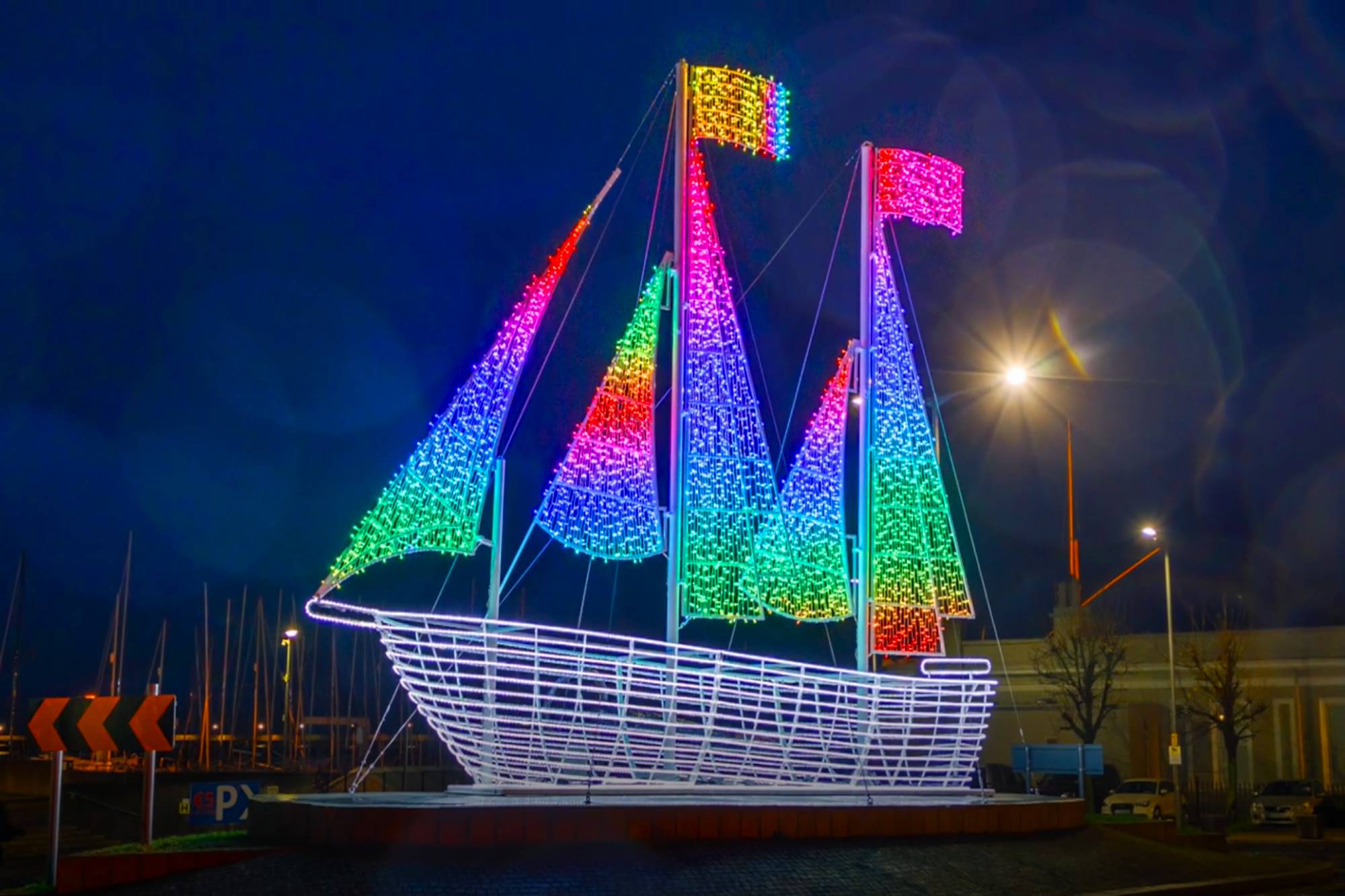 Dun Laoghaire Harbour Ship Twinkly Pro Lighting